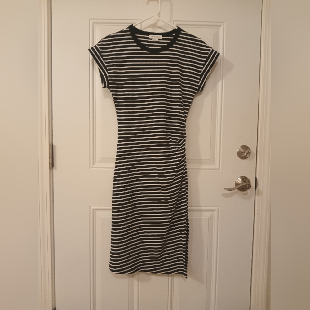 Striped Midi Dress in Black and White